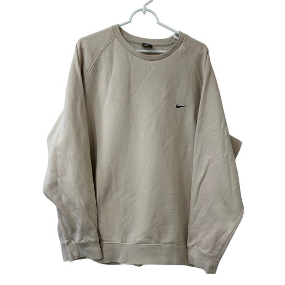 Nike Vintage Mens Sz XXL Tan Crewneck Sweatshirt Embroidered Logo Y2K Gray Tag - Picture 1 of 6